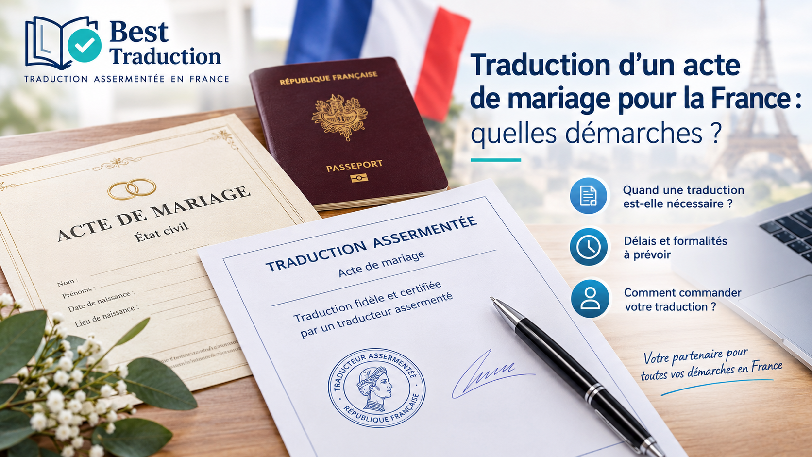 Traduction d’un acte de mariage pour la France : quelles démarches ?