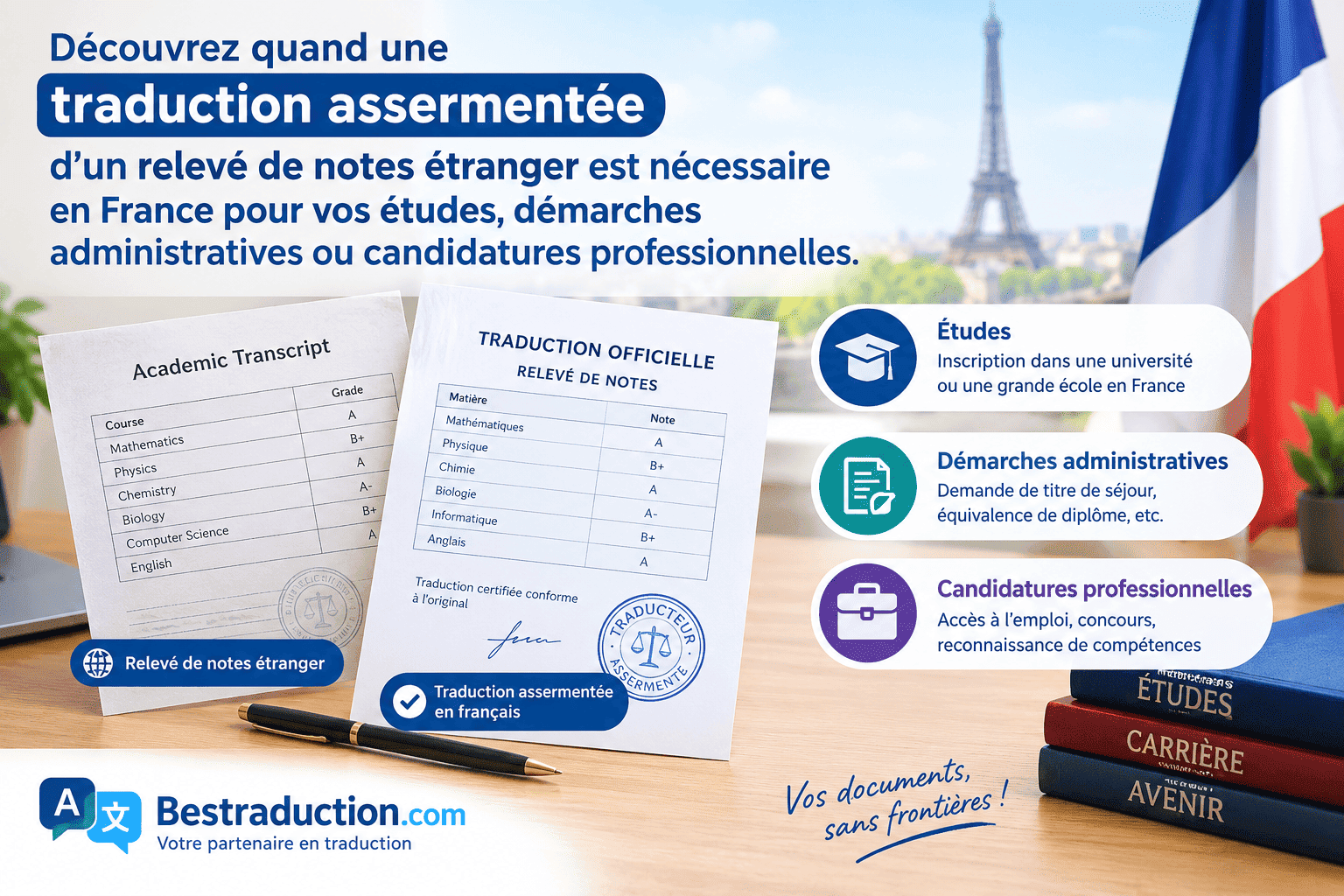 Traduction assermentée d’un relevé de notes : quand est-elle nécessaire en France ?